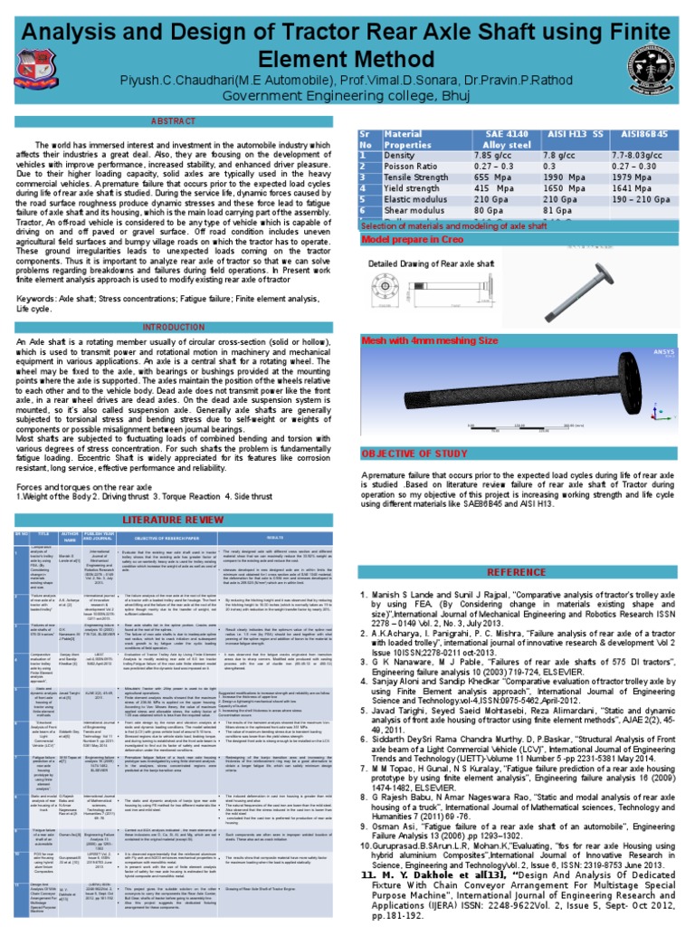 Tractor Rear Axle Shaft Analysis FEA | PDF | Axle | Strength Of Materials
