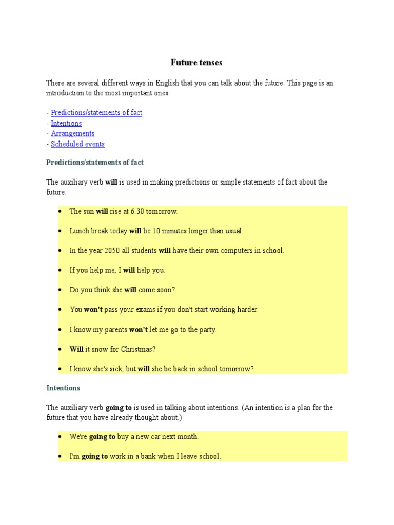 Understanding Future Tenses in English | PDF | Perfect (Grammar) | Verb
