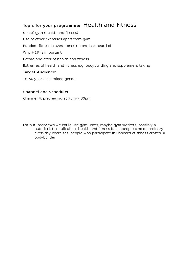 Health and Fitness: Topic For Your Programme | PDF