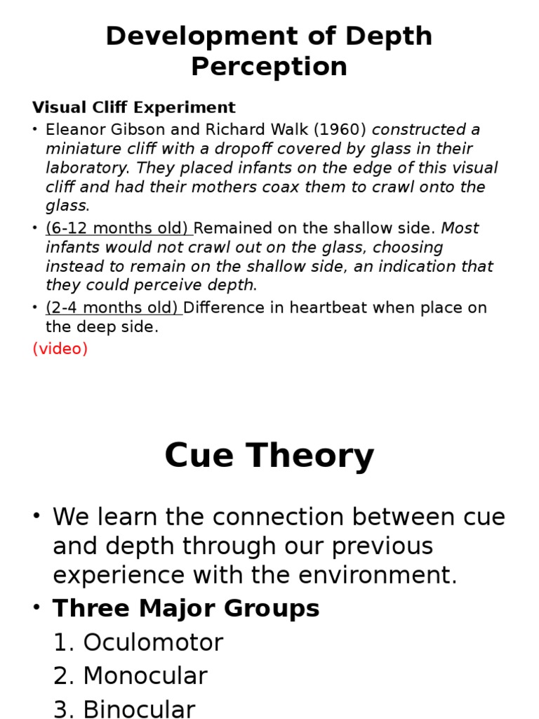 Development of Depth Perception: Visual Cliff Experiment | PDF | Mental ...