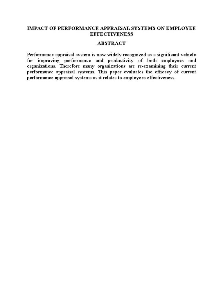 Impact of Performance Appraisal Systems On Employee Productivity | PDF ...