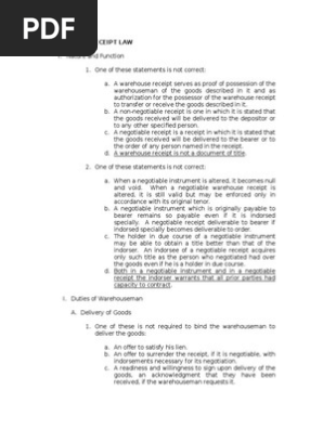 Warehouse Receipt Law