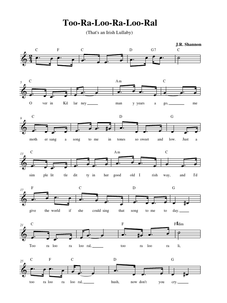 Too Ra Loo Ra Loo Ral Lead Sheet PDF