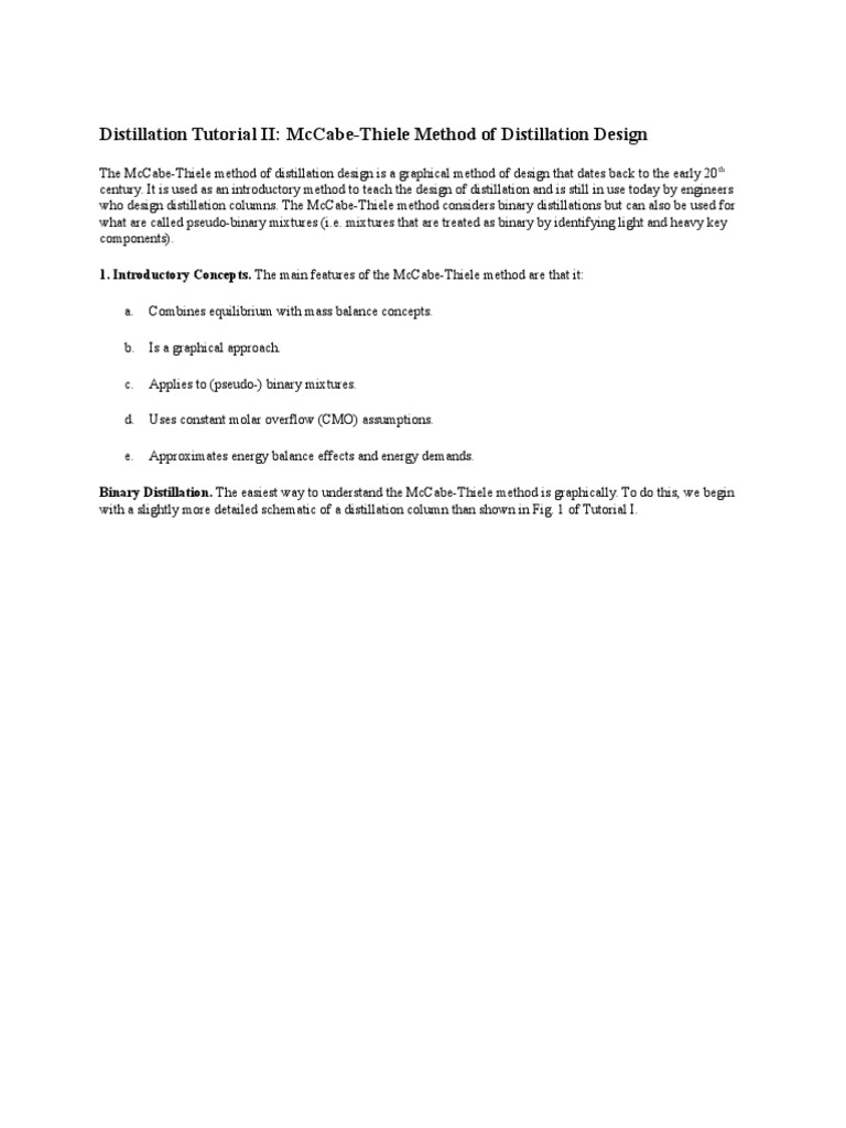 Distillation Tutorial II - McCabe-Thiele Method of Distillation Design ...