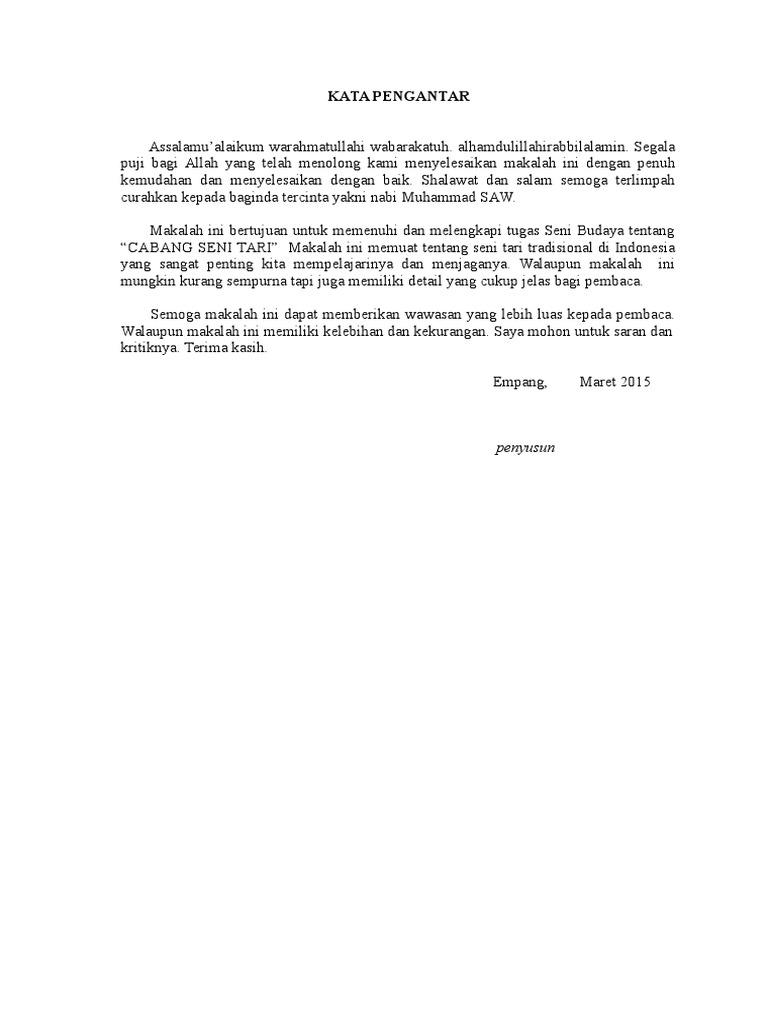 Kata Blog Kata Pengantar Makalah Seni Budaya Alat Musik