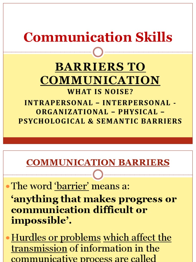 Barriers To Communication PDF Noise Communication