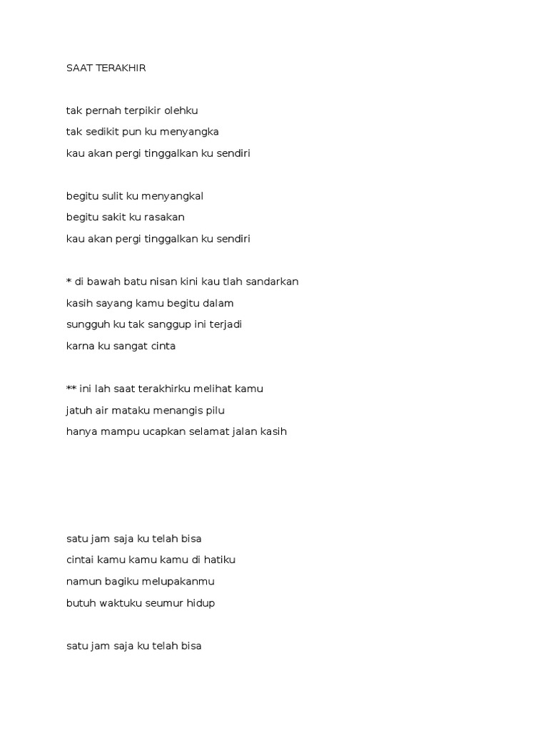 Lirik Lagu Satu Jam Saja Ku Telah Bisa Cintai Kamu