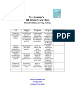 Ms. Rabecca's 6th Grade Math Class: Math Problem-Solving Rubric