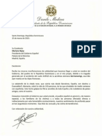 Carta de Condolencias del Presidente Danilo Medina a Mariano Rajoy por Accidente Aéreo de Germanwings