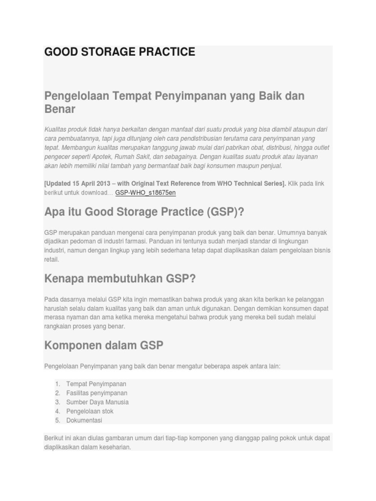 Good Storage Practice PDF