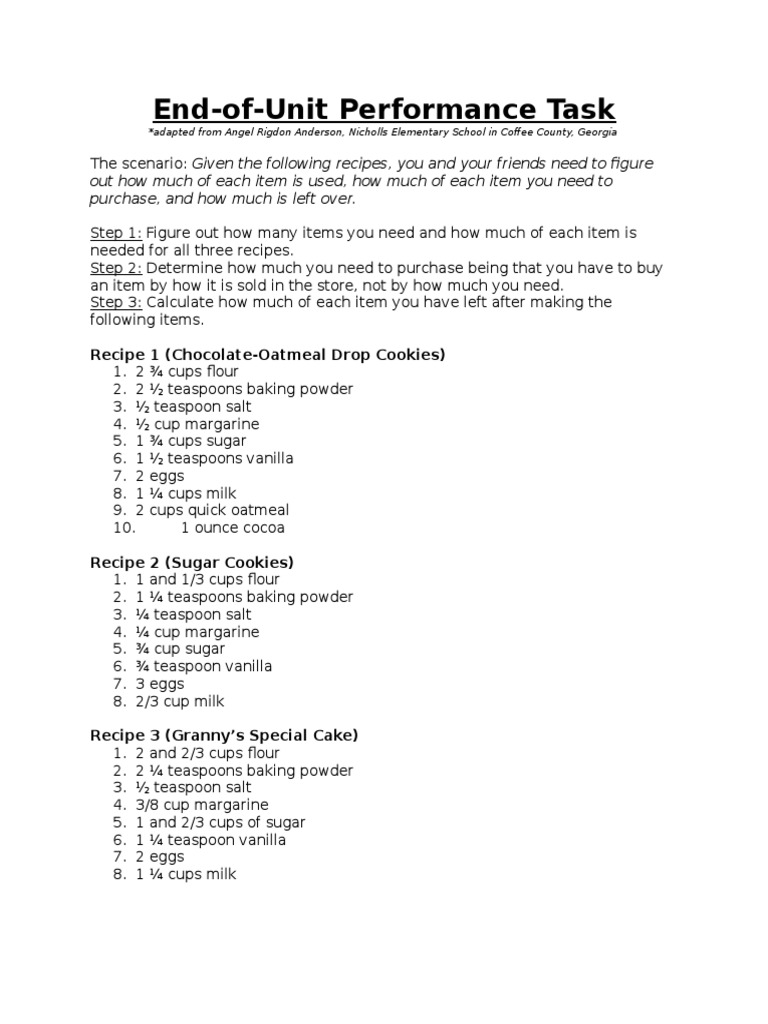 Recipe Ingredient Calculation Task | PDF | Cooking, Food & Wine