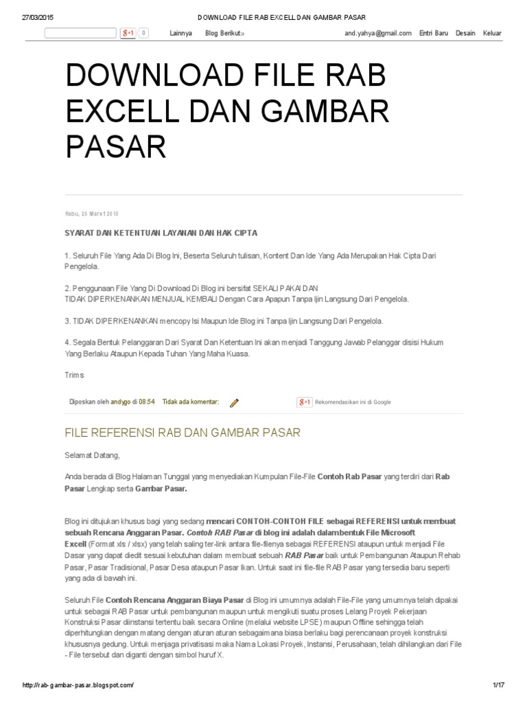 Download File Rab Excell Dan Gambar Pasar