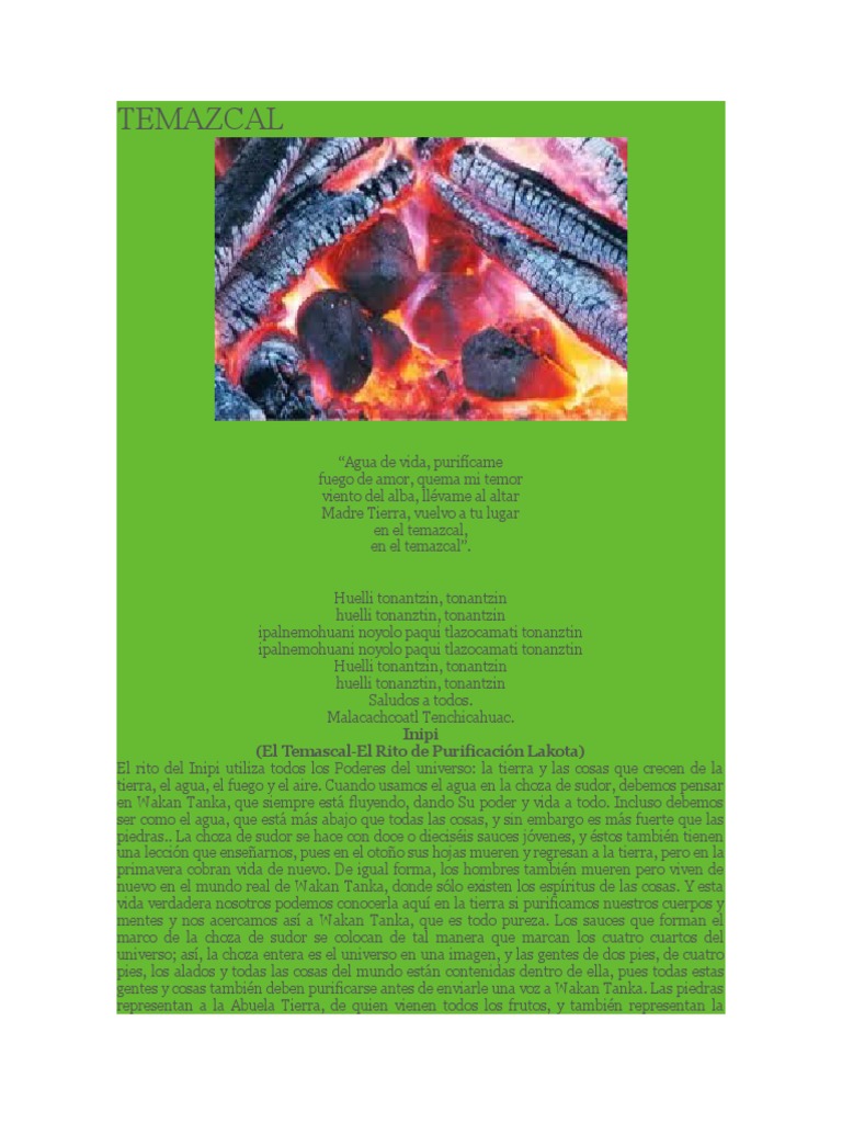 Rito de Purificación en el Temazcal | PDF | Incendios | Agua