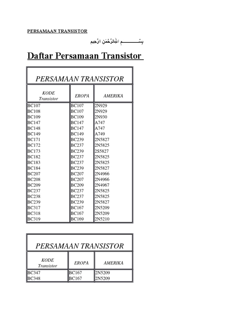 Persamaan Transistor | PDF