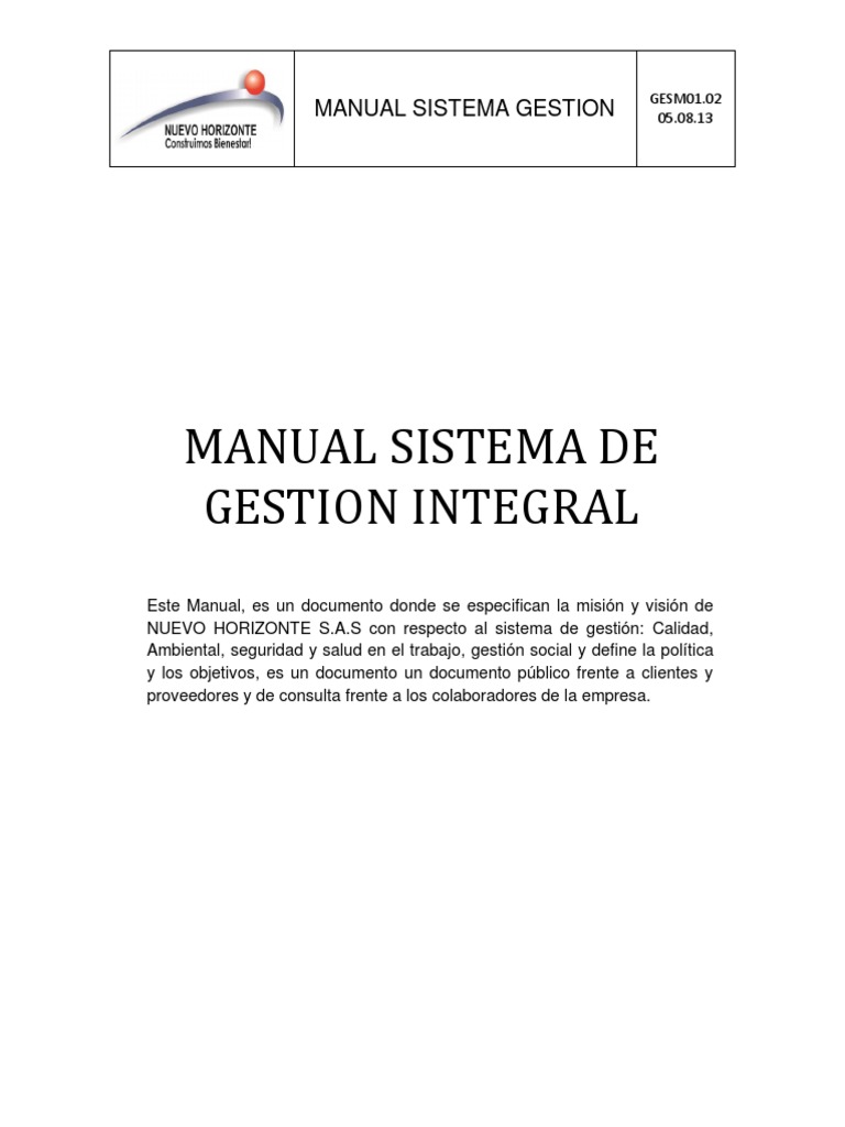 Gesm01 Manual Sistema de Gestion Integral | PDF | Contabilidad ...