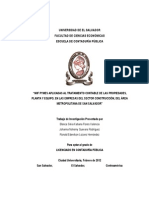 Niif Pymes Aplicadas Al Tratamiento Contable de Las Propiedades, Planta y Equipo en Las Empresas Del Sector Construcción, Del Área Metropolitana de San Salvador"