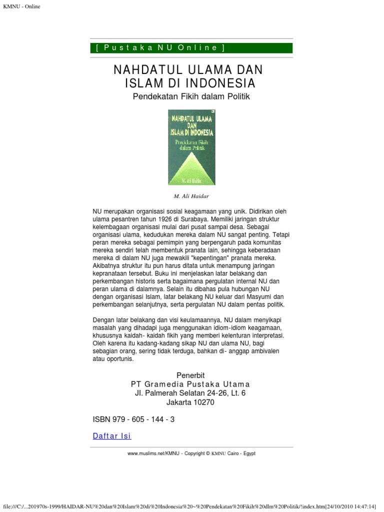 HAIDAR 1994 NU Dan Islam Di Indonesia Pendekatan Fikih Dalam Politik