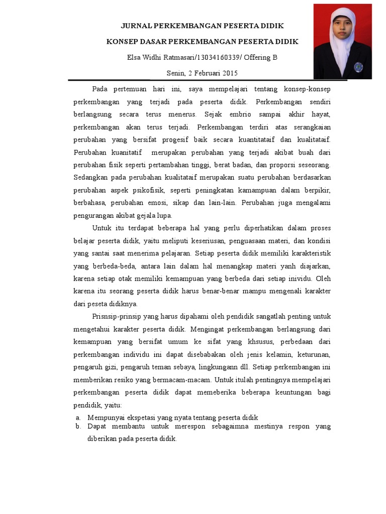 ⁂ Contoh jurnal perkembangan peserta didik