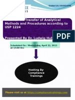 Webinar On Transfer of Analytical Methods and Procedures According To USP 1224