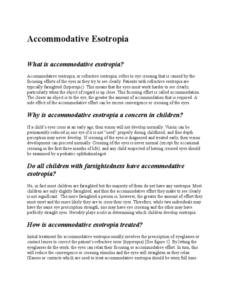 Understanding Accommodative Esotropia | PDF | Glasses | Light