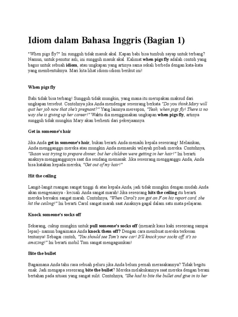 Idiom Dalam Bahasa Inggris