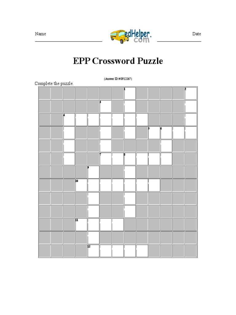 EPP Grade 4 Crossword Puzzle Answer Key | PDF