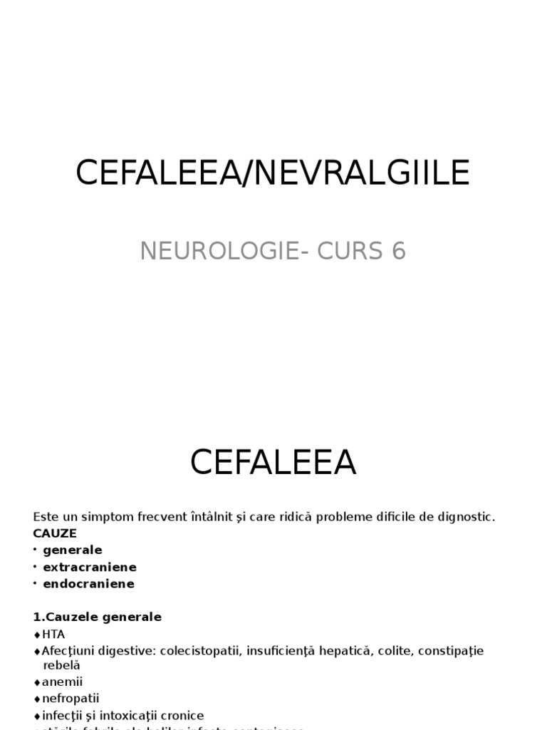 CURS 6 - Cefaleea, Nevralgii | PDF