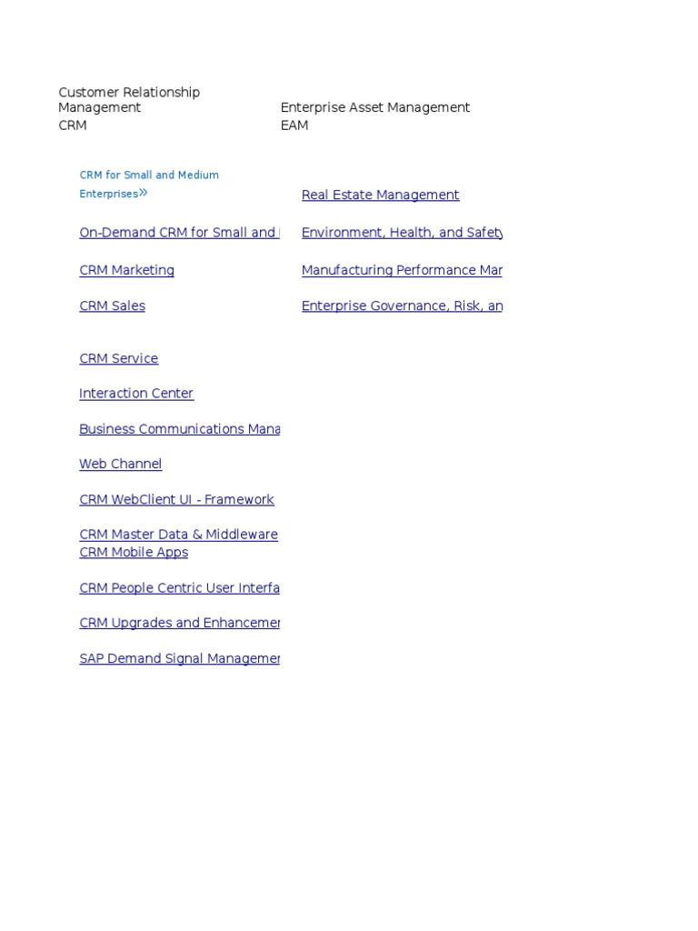 Enterprise Asset Management CRM EAM Customer Relationship Management | PDF