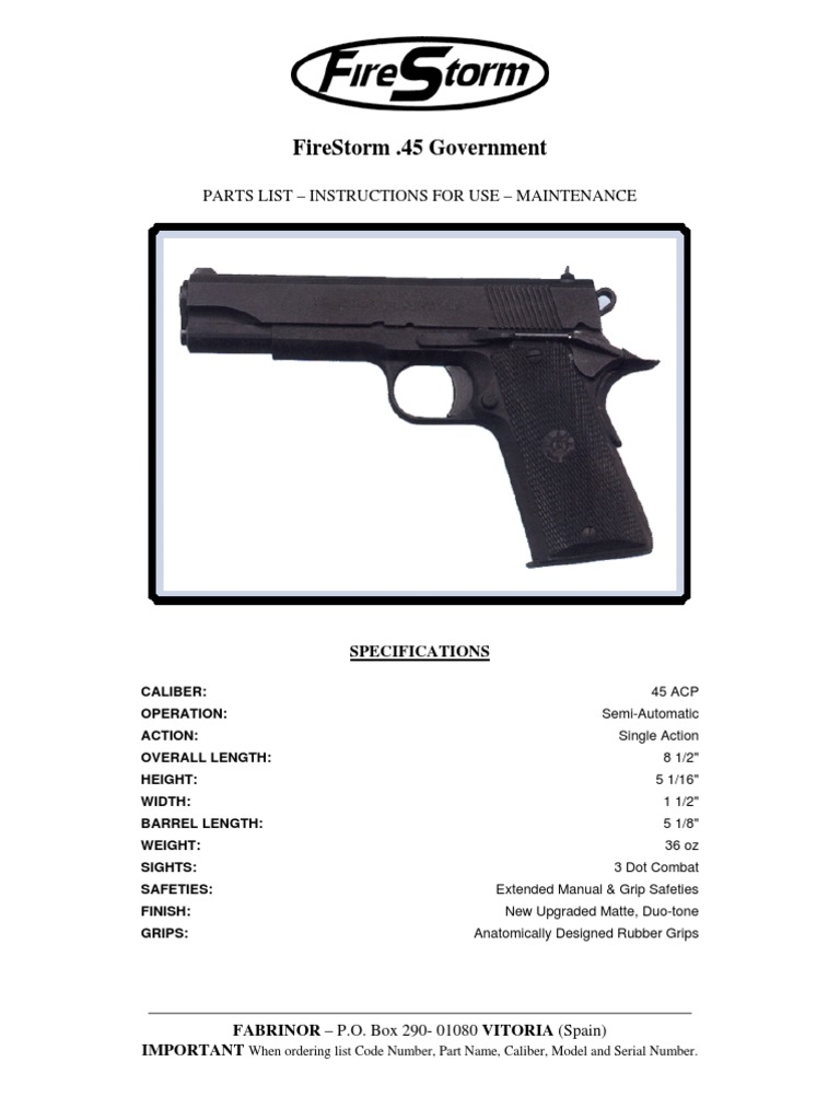 Firestorm 45 Government | PDF | Cartridge (Firearms) | Trigger (Firearms)