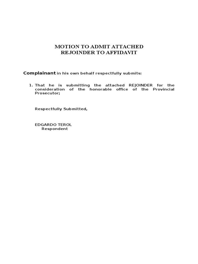 Rejoinder Affidavit Submission | PDF | Government Information ...
