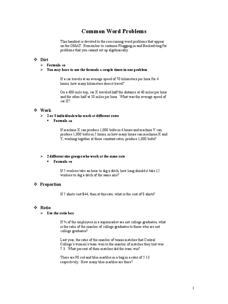 General Word Problems Gmat