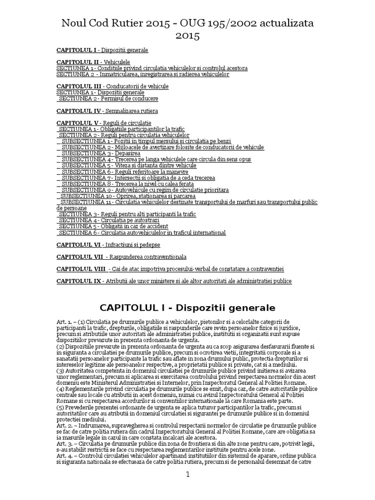 Codul Rutier 2015 | PDF