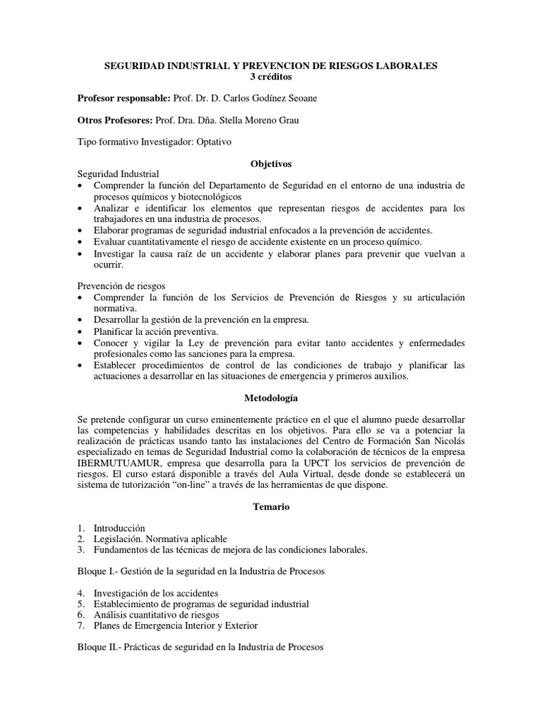 Seguridad Industrial y Prevención de Riesgos | PDF | Informática ...