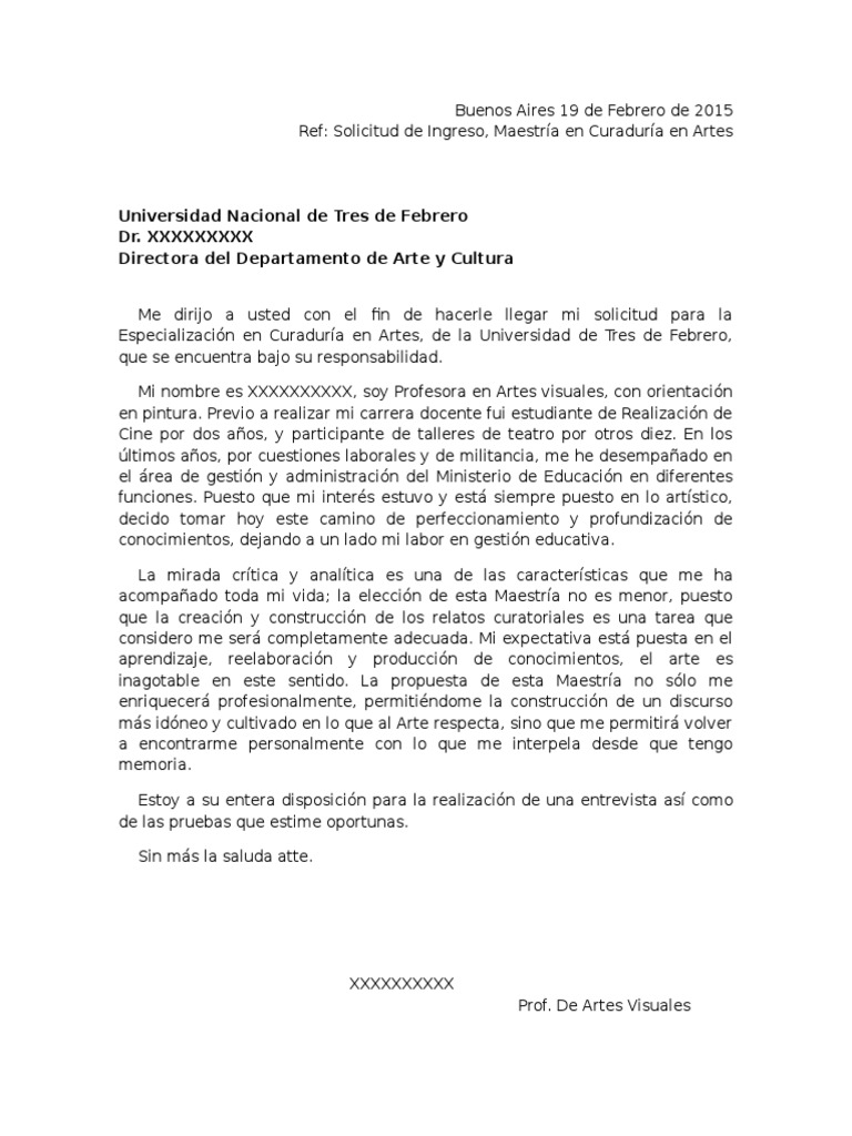 Carta de Motivación para Maestría  Maestros 