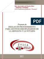 Proyecto de Reglas de Procedimieto Para Asuntos Disciplinarios Abogacía y Notaría (2013)