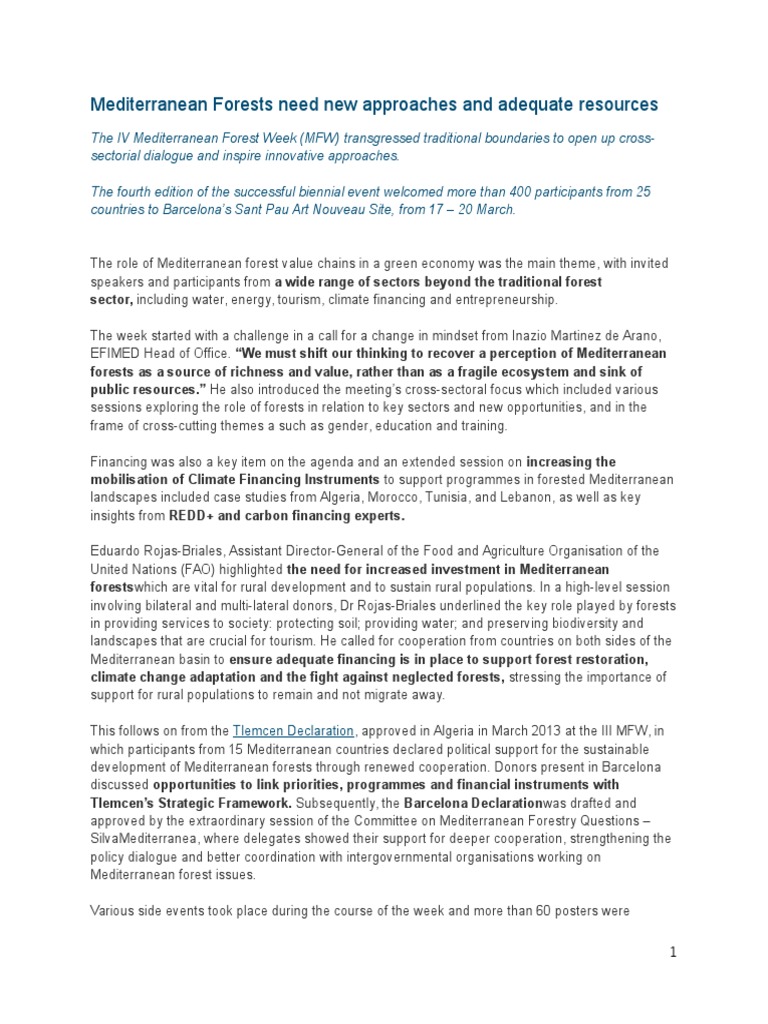 Innovative Approaches for Mediterranean Forests | PDF | Food And ...