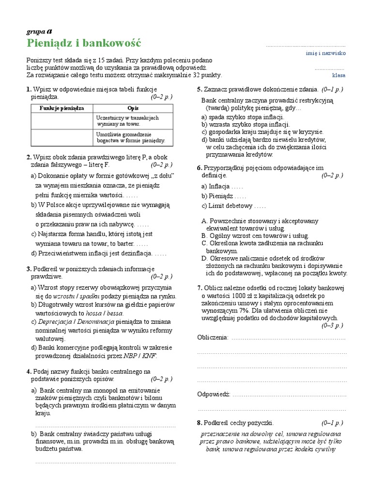 Sprawdzian środki Czystości I Kosmetyki Nowa Era