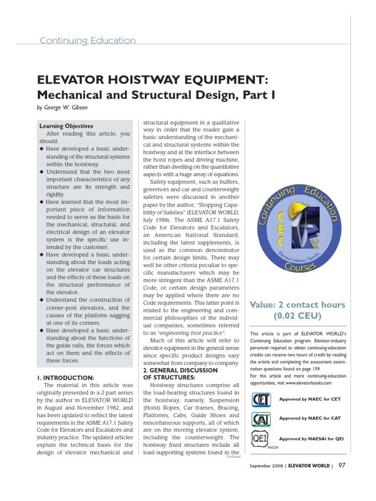 ELEVATOR HOISTWAY EQUIPMENT.pdf Elevator Beam (Structure)