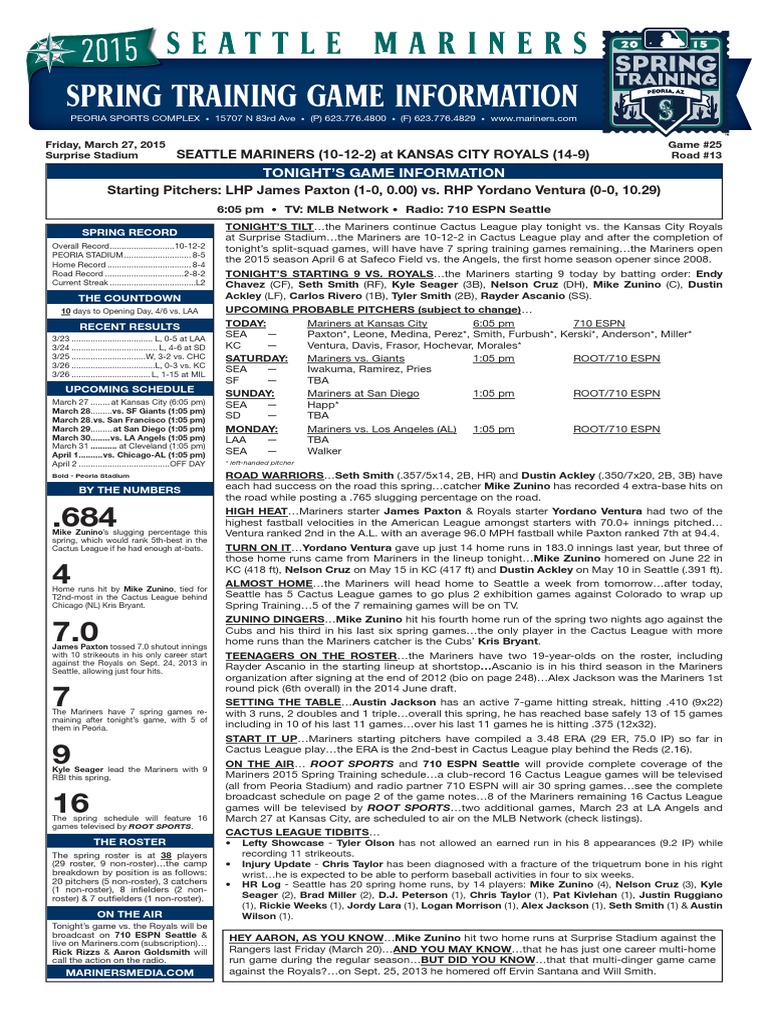 03.27.15 ST Game Notes | PDF | Chicago Cubs | Major League Baseball Teams