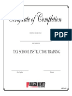 Certificate of Completion: Tax School Instructor Training
