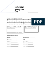 The Gagie School: 5 Grade Beginning Band Written Test # 1