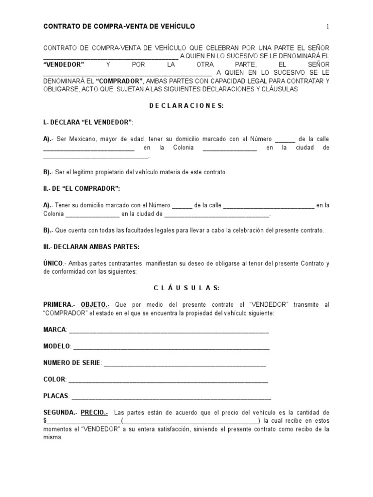 Carta de Compra Venta Vehiculo Información del gobierno