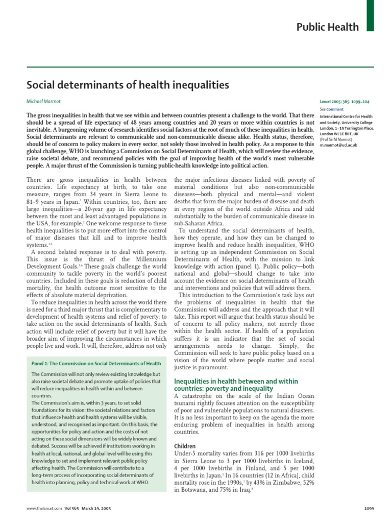 Health Inequalities and Social Determinants | PDF | Poverty | Poverty ...