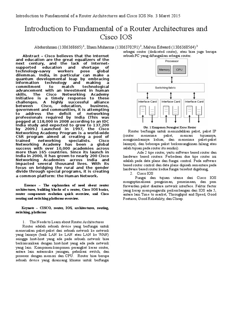 Router Architecture and Cisco IOS Overview | PDF | Computers ...