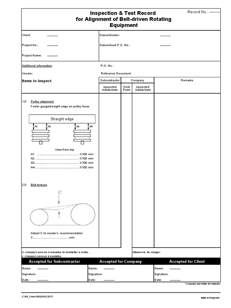 Belt-Driven Equipment Alignment Record | PDF | Business | Computers
