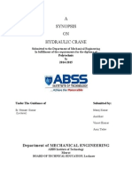 A Synopsis ON Hydraulic Crane: Department of Mechanical Engineering