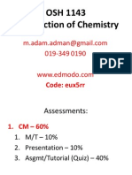 OSH 1143 Introduction of Chemistry: Code: Eux5rr