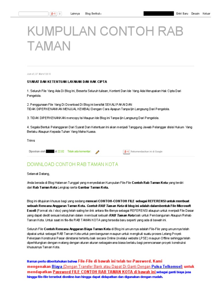 Kumpulan Contoh Rab Dan Gambar Pembangunan Taman Kota