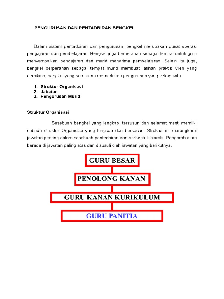 Pengurusan Dan Pentadbiran Bengkel Pdf