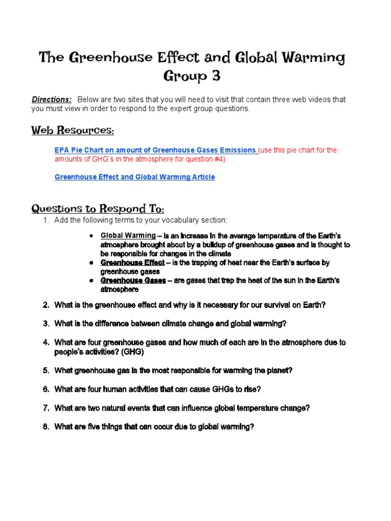 Greenhouse Effect and Global Warming Guide | PDF | Law | Science ...